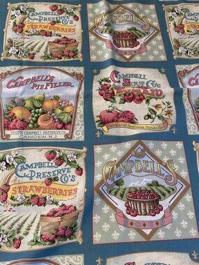 Campbell’s Soup Vintage Fabric 2.44 Yards – Concord OOP 2001 – 44" wide Rare